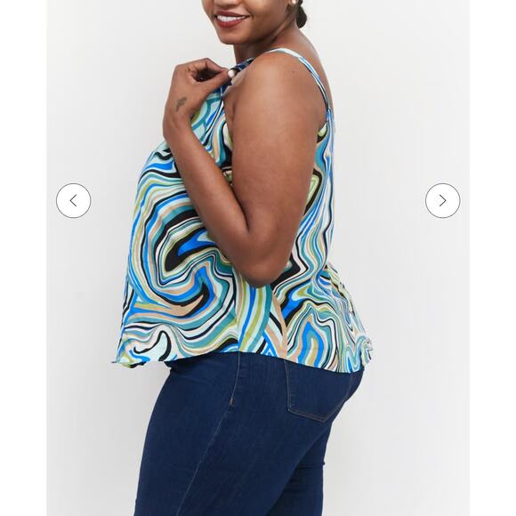 Bar III Plus Size Scoop-Neck Sleeveless Top Blue Combo‎ Size 1X - Picture 2 of 12